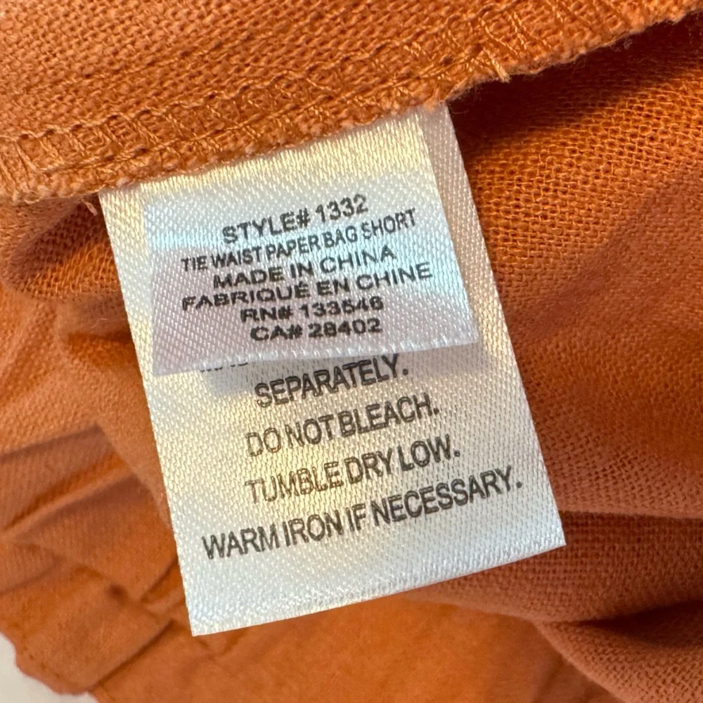 Crosby The Waist paper bag linen blend shorts orange fall color‎ women size 4